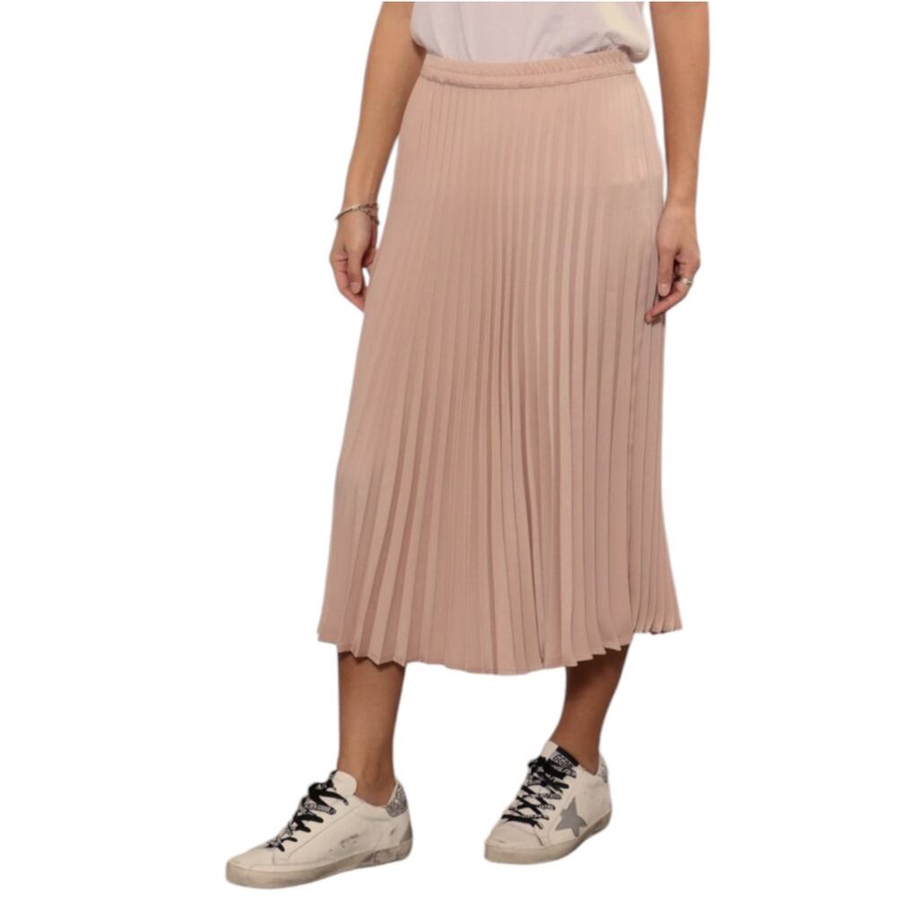 Xirena XS Womens Sienna Pleated Midi Skirt Dusty Taupe Mauve Flowey